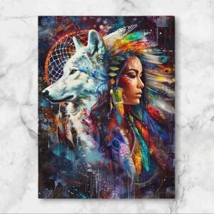 🌟NEW🌟 Dream Catcher & White Wolf Canvas Print